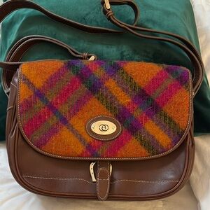 Gucci Brown and Multicolor Plaid Women's Saddle Bag